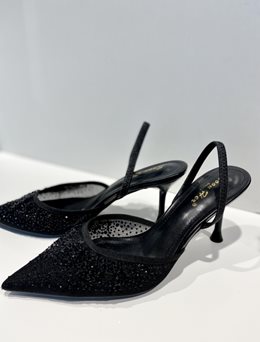 Czółenka do szpica cyrkonie czerń