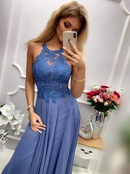 Długa sukienka na ramiączkach jeans