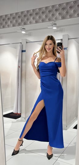 Sukienka długa hiszpanka dopasowana chaber