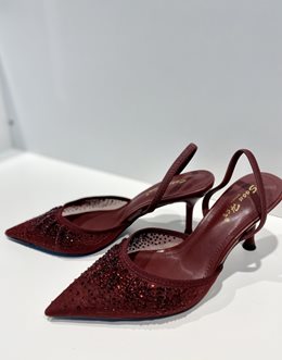 Czółenka do szpica cyrkonie burgund