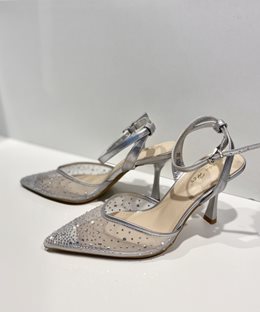 Czółenka na szpilce przód cyrkonie srebro