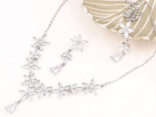 Komplet kryształki kwiatki