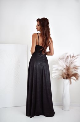 Sukienka długa brokatowa z gorsetem czerń