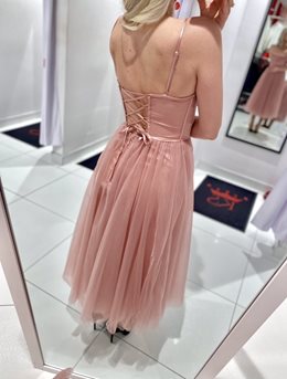 Sukienka midi gorsetowa pudrowy róż