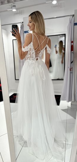 Sukienka długa hiszpanka tiul gorset biel