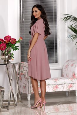 Sukienka midi na gumce brokatowa róż