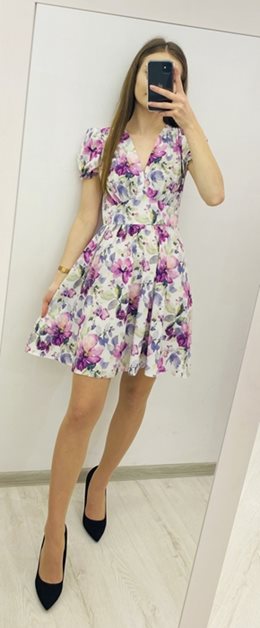 sukienka krótka zwiewna  fiolet