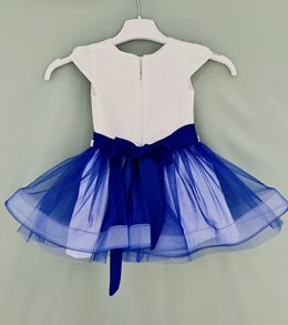 Sukienka dziecięca tiulowa pasek chaber/biel