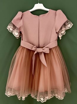 Sukienka dziecięca rękawek koronka p.róż