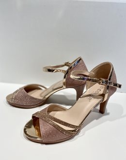 Szpilki brokatowe cyrkonie przód róż