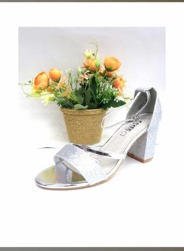 Sandały brokatowe z paseczkiem srebro,róż