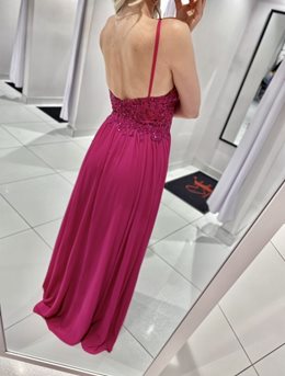 Sukienka długa szyfon góra cekiny fiolet