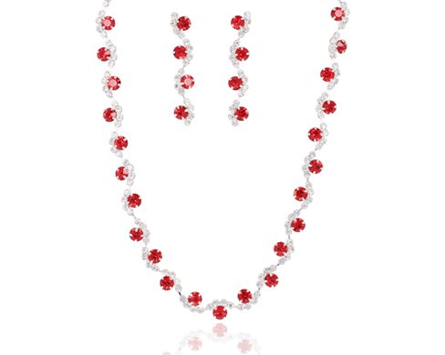 Naszyjnik z kolczykami niebieski\czerwony