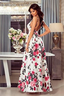 Długa suknia motyle kwiaty róże biały