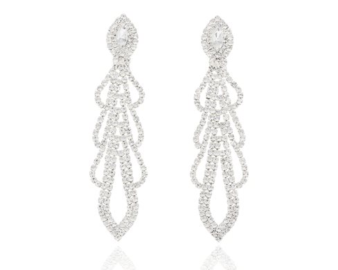 Kolczyki cyrkonie długie ażur