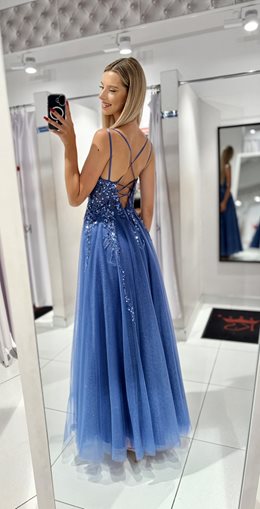 Sukienka długa tiul cekiny gorset jeans