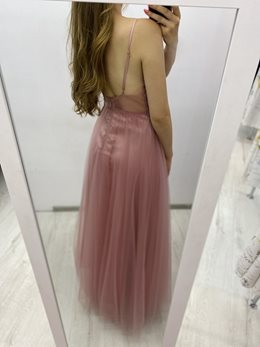 Sukienka tiulowa ozdobna góra cekiny różowy