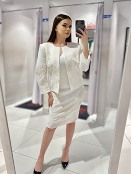 Sukienka krótka rękawek biel-złoto