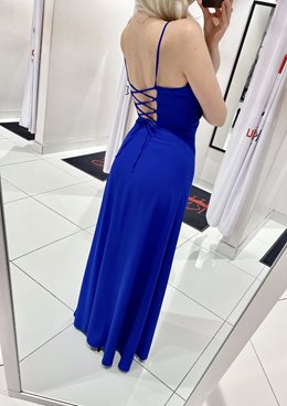 Sukienka długa na ramiączkach wiązana gładka chabe