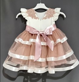 Sukienka dziecięca z falbankami na rękawku wrzos