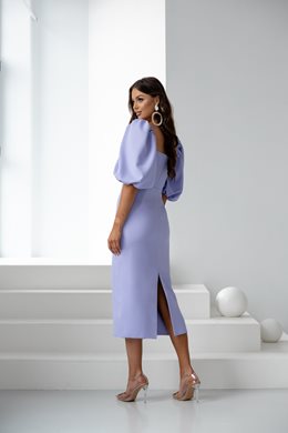 Sukienka midi prosta bufiaste rękawki lilia