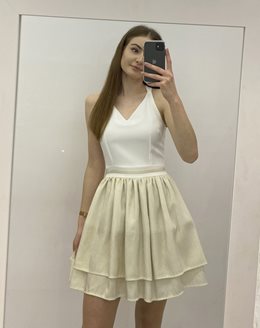 Sukienka krótka paski plecy mieniąca biały/złoty