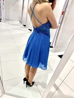 Krótka sukienka na ramiączkach petrol