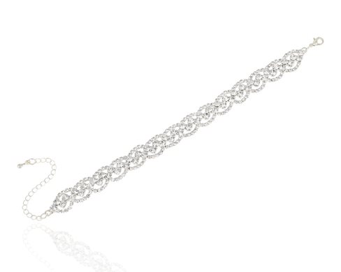 Bransoleta cyrkoniowa plecionka złoto/srebro