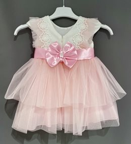 Sukienka dziecięca z falbankami na rękawku p.róż