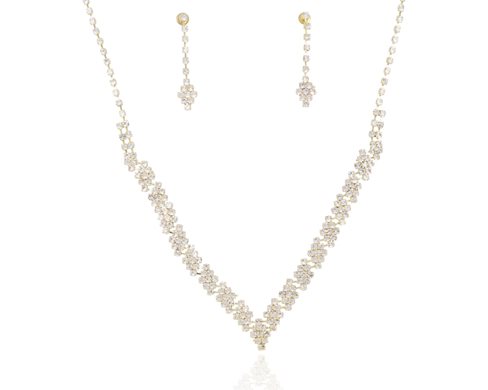 Komplet cyrkonie szpic romb srebro/ złoto