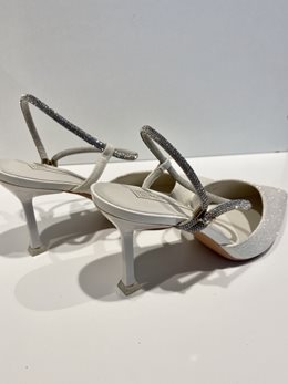 Szpilki brokat cyrkonie szpic biel