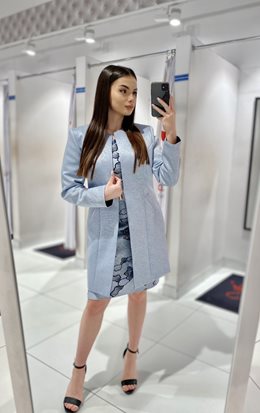 Sukienka krótka rękawek połysk szary