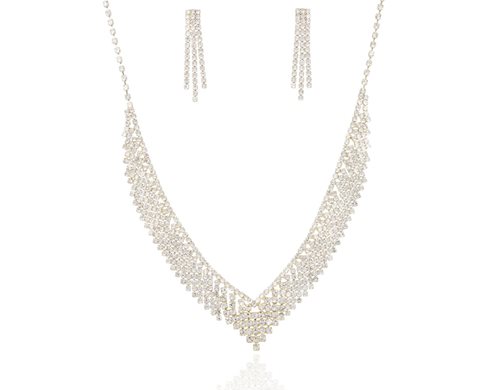 Komplet cyrkonie szpic złoto/ srebro