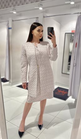 Sukienka krótka rękawek kropelki p.róż