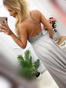 Długa sukienka na ramiączkach szary