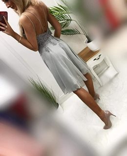 Sukienka krótka ramiączka łabędź szary