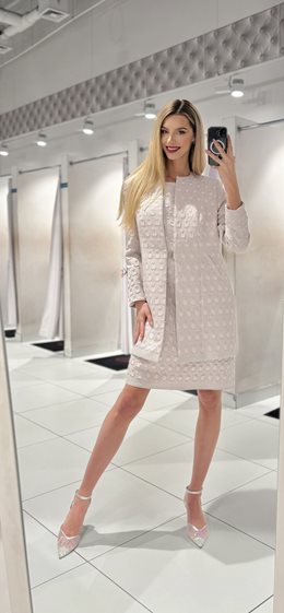 Sukienka krótka rękawek kropelki p.róż