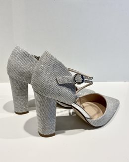 Czółenka z brokatowym paskiem Y srebro